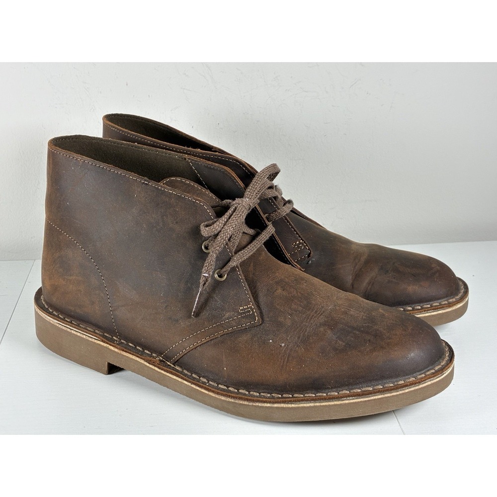 Clarks Men's Bushacre 2 Chukka Desert Boots Beeswax Brown Leather Size 10 Wide
